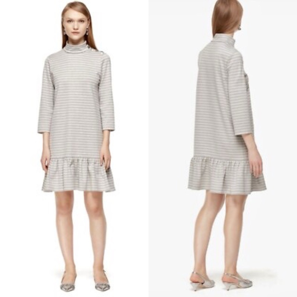Kate Spade Broome Street Mock Neck Stripe Dress Medium - Picture 2 of 7